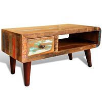 mesa de centro con borde curvado 1 cajon madera reciclada vidaxl