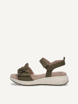 CAPRICE Sandal, khaki, made of Leather without heel, Size 36