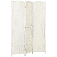homcom separador de ambientes de 3 paneles biombo plegable 135x180 cm pantalla de privacidad de polipropileno blanco