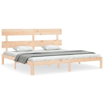 Cama Matrimonial | Cama Para Adultos | Estructura De Cama Con Cabecero Madera Maciza 200x200 Cm