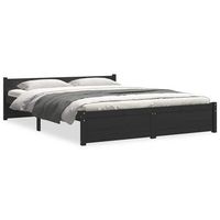 estructura cama doble sin colchon madera maciza negro 135x190cm vidaxl
