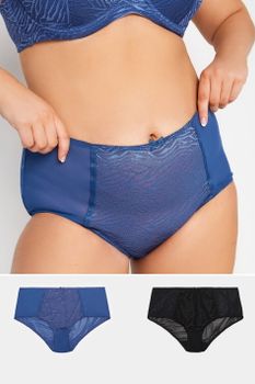 Yours Juego 2 Bragas Jacquard: Azul Y Negra