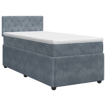 Cama Tapizada 200x90x88 Cm Poliéster - Gris
