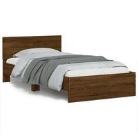 cama individual  cama para adultos  cama con cabecero madera de ingenieria marron roble 100x200 cm