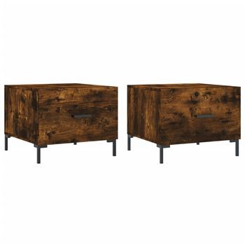 2 Uds Mesas De Centro - Mesas Bajas - Mesas De Café Madera Ingeniería Roble Ahumado 50x50x40cm