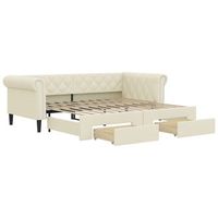 sofa cama nido con cajones cuero sintetico crema 90x200 cm