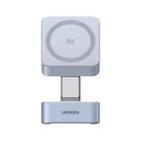 cargador inalambrico ugreen magflow 2-en-1 qi2 25w azul