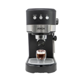Cafetera exprés Jocca 20 bares con vaporizador orientable. Café estilo barista en casa con depósito de agua desmontable 1,25L, portafiltro con doble salida, bandeja de goteo extraíble. Incluye cuchara