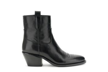botines de piel con costuras decorativas black 37