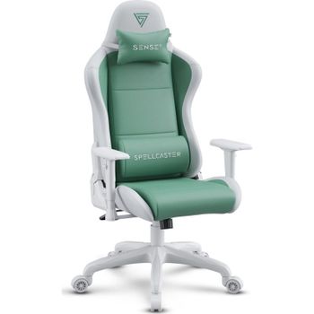 SENSE7 Spellcaster FUKU PU Silla Gaming Ergonómico Ajustable Soporte Lumbar Blanca/Verde