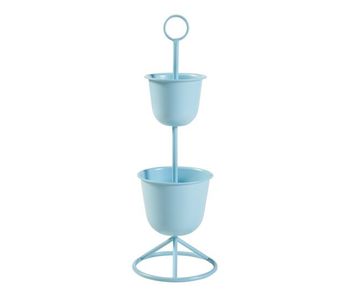 Soporte para plantas alphen con 2 maceteros metal 77xø26cm - azul claro [en.casa]