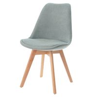 silla de comedor tapizado menta y patas de madera natural