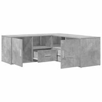 mueble de esquina madera ingenieria gris hormigon 200x40x45 cm vidaxl