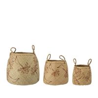 set de 3 cestas de fibras vegetales beige