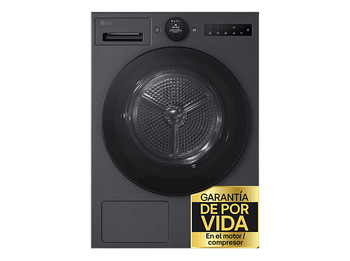 Secadora bomba de calor - LG RHX7009TBB, 9kg, 12 Programas, Calor Dual Inverter, Serie 700, Inteligencia artificial, Acero negro mate
