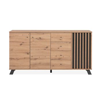 Aparador 3 puertas y 4 cajones decoración roble artesanal l160 cm