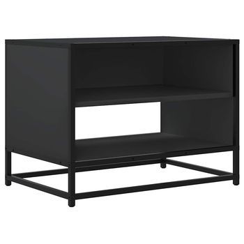Mueble De Tv | Mueble De Salón | Gabinete De Tv Madera De Ingeniería Y Metal Negro 61x40x46 Cm