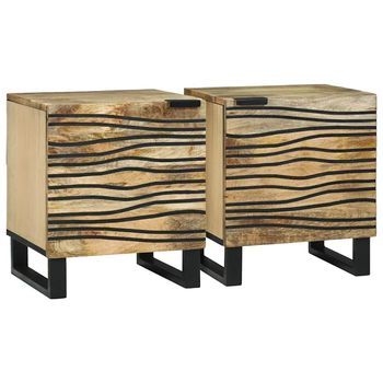 Mesa De Noche 2 Pcs Natural 40 X 33 X 46 Cm Vidaxl