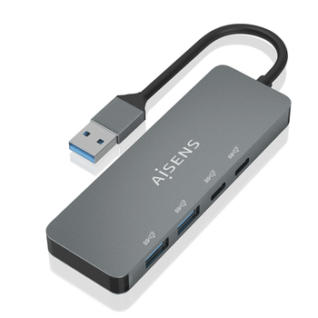 AISENS Hub USB 3 2 Gen2 10G USB A USB A M 2xUSB C H 2xUSB A H Gris 15cm