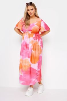 Limited Collection Vestido Lazo Espalda Manchas Rosadas, Mujer Curvy Y Tallas Grandes, Limited Collection