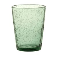 vaso de vidrio verde con burbujas