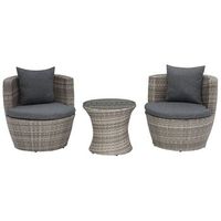 conjunto de jardin de 3 piezas de ratan sintetico gris con cojines estilo moderno capri