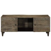 mesa de centrormesa auxiliarrmesita de centro madera maciza de mango gris claro 100x54x40 cm