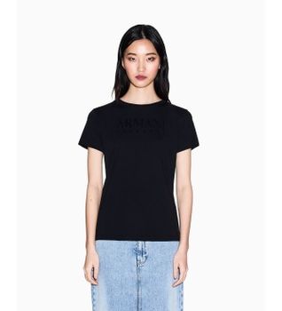 A|X Armani Exchange para mujer. XW002294AF17172UC001 Camiseta Casual negro (S), Algodón, Manga corta