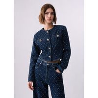 liu jo chaquetas chaqueta en denim acolchado con strass para mujer