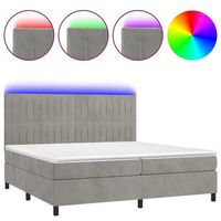 estructura de cama led con cabecero con somier y cubrecolchon 200x200 cm tela de terciopelo gris claro tdl0207771