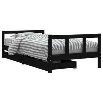 Estructura De Cama Infantil Con Cajones Madera Negro 90x190 Cm Vidaxl