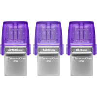 kingston datatraveler microduo 3c unidad mini pincho pendrive flash memoria usb 64gb  128gb  256gb usbgen 3 usb 32 usb-c otg type-c y type-a morado