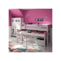 mathy by bols single mid sleeper bed in dominique design with desk  drawers  - mathy cuberdon purple
