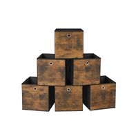 caja almacenaje con asa organizadora de tela oxford y tela no tejida ajustable plegable marron rustico  negro  30 x 30 x 30 cm