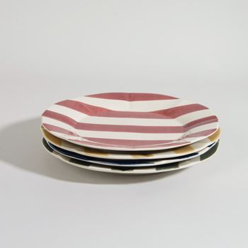 Set de 4 platos llanos de cerámica multicolor
