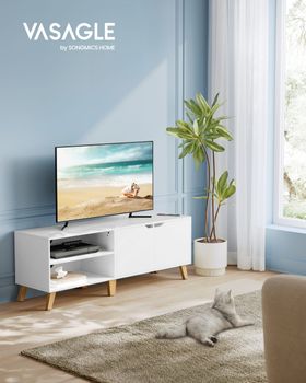 Mueble de tv con estante ajustable de 140 cm de color blanco