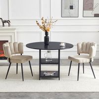 conjunto de mesa y sillas - comedor - mdf y metal - negro y marron claro 107x107x75cm