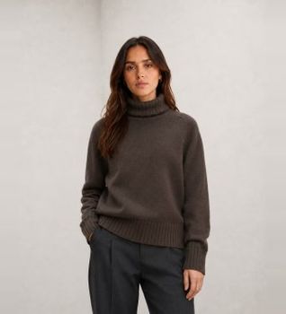 ECOALF para mujer. MCWGAKNCAQUI0632W26-546 Jersey Caqui marrón oscuro (L), Casual, Manga larga, Sostenible, Lana reciclada