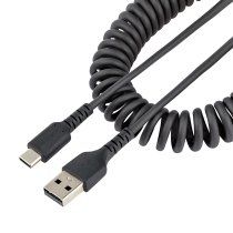 StarTech.com Cable de 50cm de Carga USB A a USB C, Cable USB Tipo C Rizado de Carga RÃ¡pida y Servicio Pesado, Cable USB 2.0 A a USBC, de Fibra de Aramida Resistente, Negro