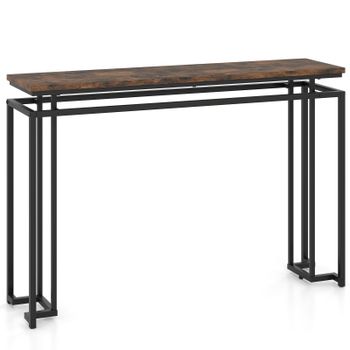 Costway Mesa de Consola de Estilo Industrial con Estructura Metálica Resistente para Entrada Pasillo y Salón 120 x 30 x 81 cm Marrón y Negro