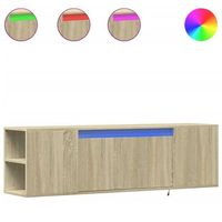 mueble de tv  mueble de salon  gabinete de tv de pared con luces led roble sonoma 135x31x395 cm