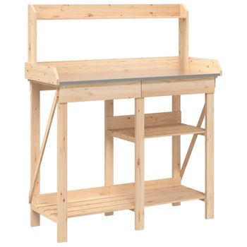 Banco Para Macetas Con Estantes De Madera Maciza De Abeto