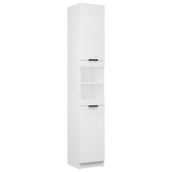 Armario De Baño Madera Contrachapada Blanco 32x34x188,5 Cm Vidaxl