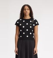 fred perry para mujer sg3107 camiseta de lunares flocados negro 38 casual algodon manga corta