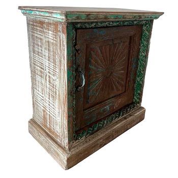 Mesita De Madera Acabado Artesanal Marrón 52x29x60h Cm