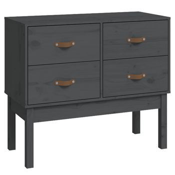 Mueble Consola De Madera Maciza De Pino Gris 90x40x78 Cm