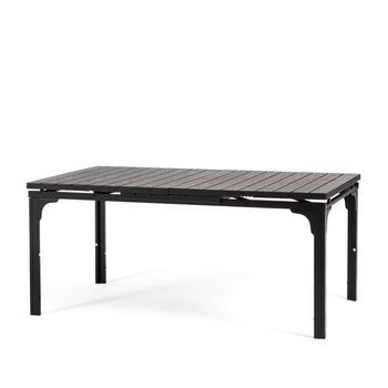Mesa Extensible De Jardín 180/240x90 Cm En Acero Y Tapa Efecto Madera - Thomas Xl Antracita
