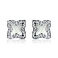 pendientes florales de plata 925 con circonita