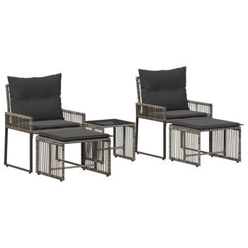 Juego De Muebles De Exterior 11 Piezas | Mobiliario De Jardín Gris Y Gris Oscuro