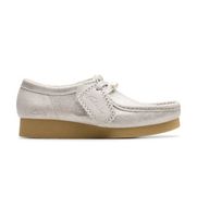 clarks para mujer 26184610 zapatos de piel wallabeee vos plateado 395 plano cordones casual